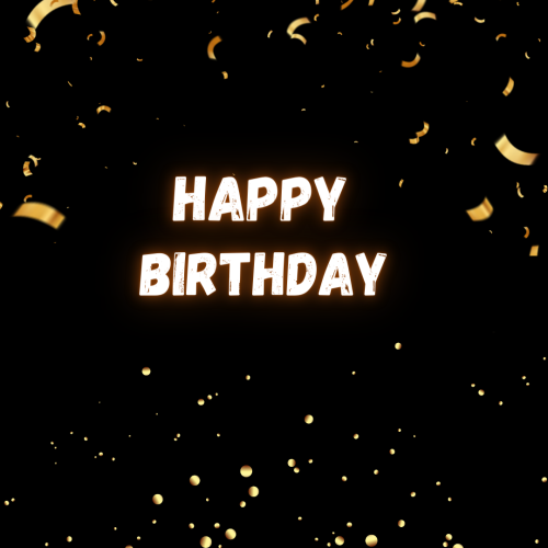 Simple black background on wish card Happy Birthday