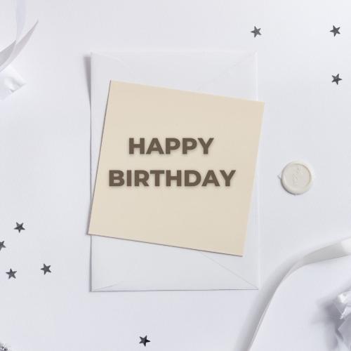 Happy Birthday on simple wish card.