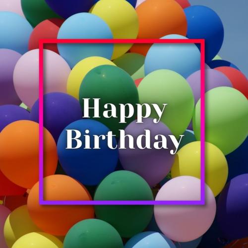 Colorful balloons on wish card Happy Birthday