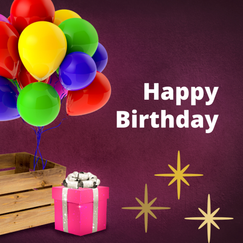 Happy-Birthday-Gift and balloons message Happy birthday