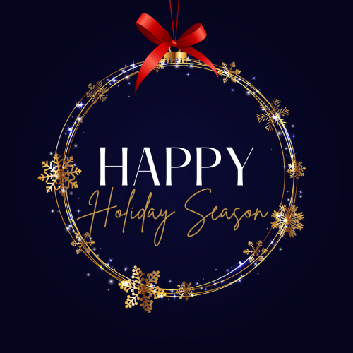 Happy Holiday Season a ribbon and the circle design.