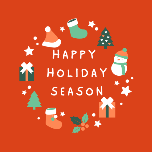 Happy holiday season, socks tree gift and snow man.