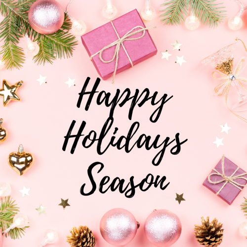 Gifts and different decoration items, Happy holiday season.