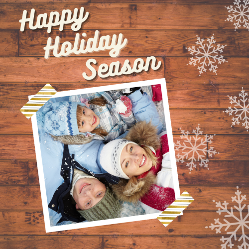 Happy holiday season, a family looks toward.