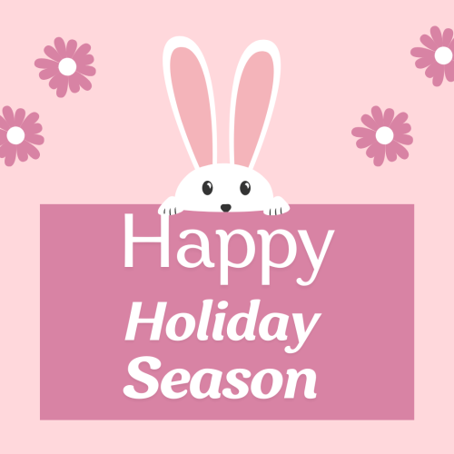 A rabbit holding a board, happy holiday season.