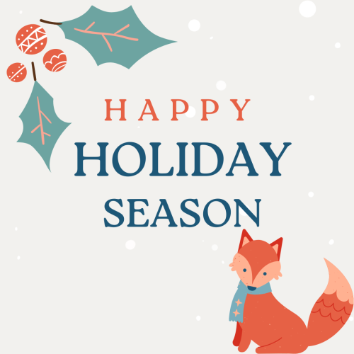 A fox and leaves on design, Happy holiday season.