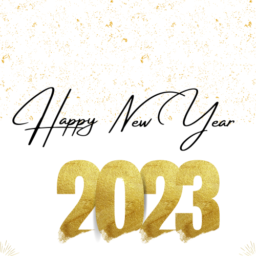 Happy New Year 2023,Golden sparkling on the back.