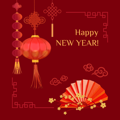 Happy New Year, Beautiful Image Card In Red Color New Year 2023