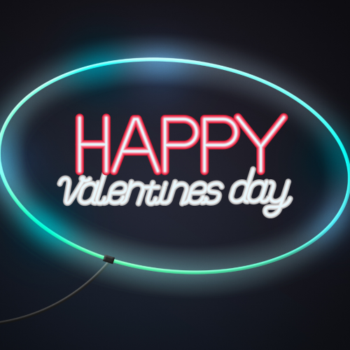 Circle shape made with light strip, Happy valentine's day.