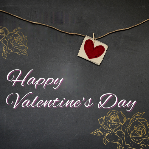 Heart hanging with rope on top, Happy valentine's day.