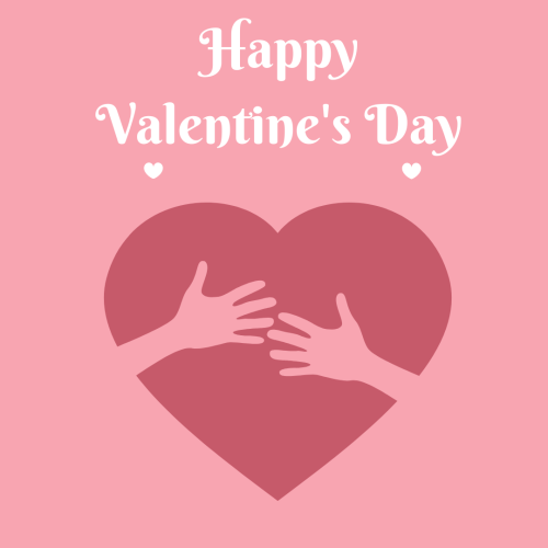 Two hand in the center of heart, Happy Valentine's Day.