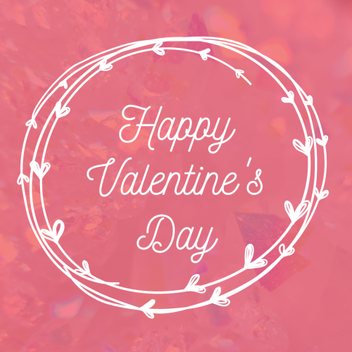 Happy Valentine's Day, pink background and white circle.