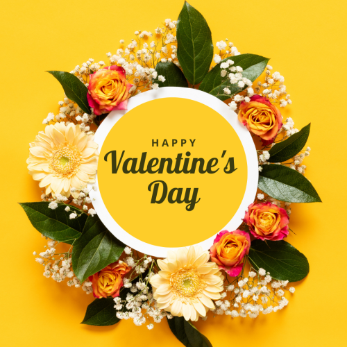 Yellow background and bokeh on it, Happy valentine' s day.