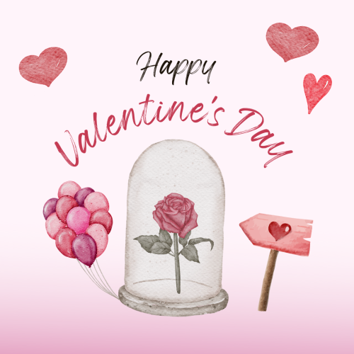 Flowers and balloons, Happy valentine's day.