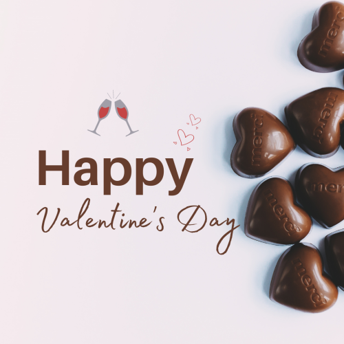 Lots of heart chocolates, Happy valentine's day.
