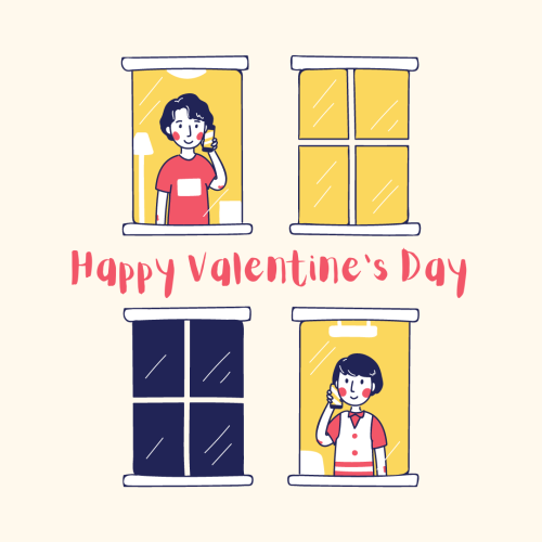 Two boys and four windows, Happy valentine's day.