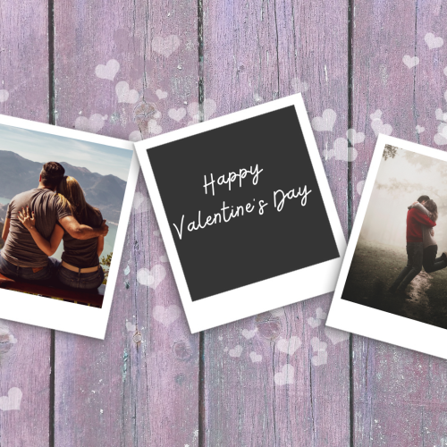 One couple sat and another hugged each other, Happy valentine's day.