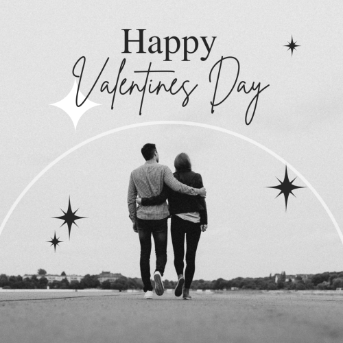 Couple walking on the road, Happy valentine's day.