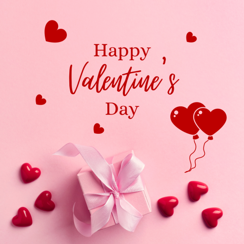Heart and gifts on pink background, Happy valentine's day.