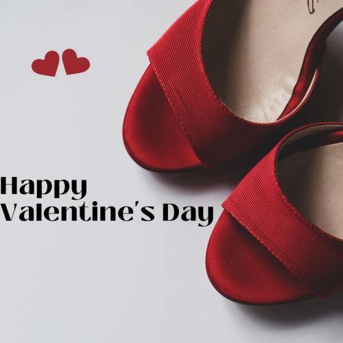Red beautiful sandals, Happy valentine's day.