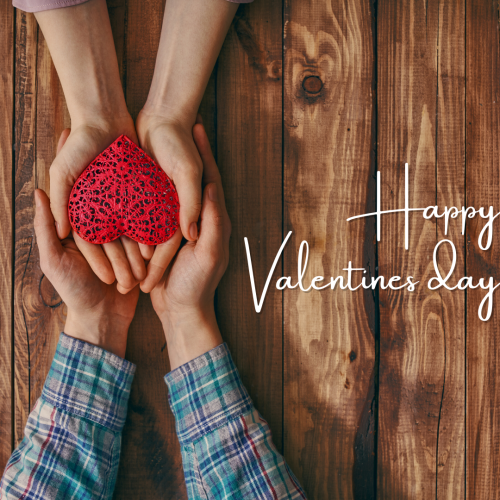 A couple holding heart in their hands, Happy valentine's day.