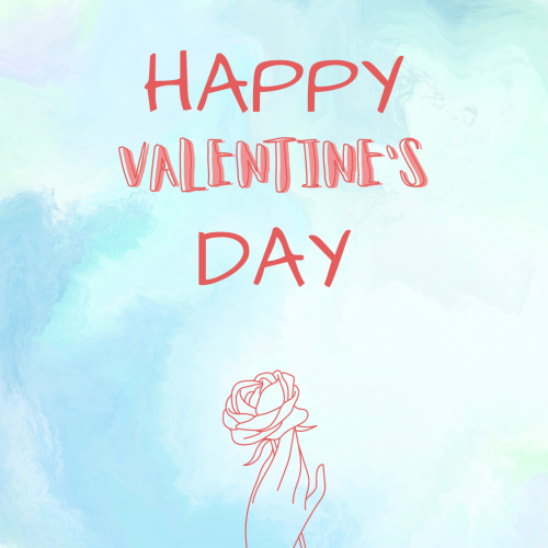 Happy valentine's day, Hand holding flower.