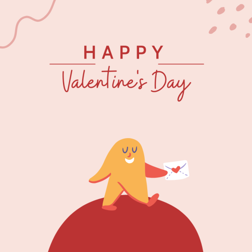 A teddy bear holding letter, Happy Valentine's Day.