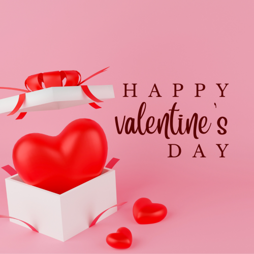 A heart popping out a gift, Happy valentine's day.