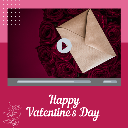 An envelop and flower in  the center, Happy valentine's day.