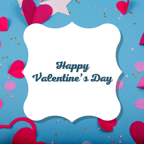 Pink heart on blue background, Happy valentine's day.