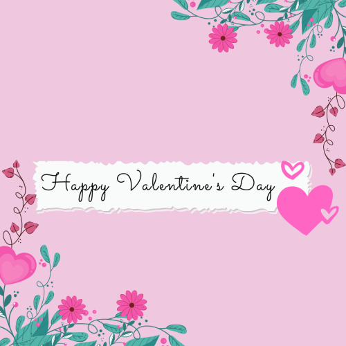 Happy Valentine's Day, beautiful flower design on pink background.