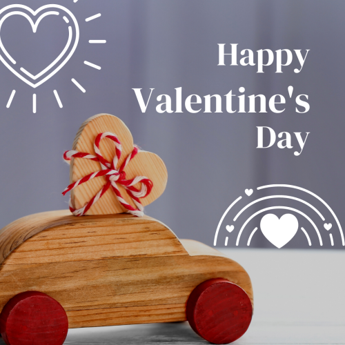 Happy Valentine's Day, wooden heart carry a heart made with wood.