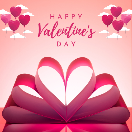 Heart made with paper, Happy valentine's day.