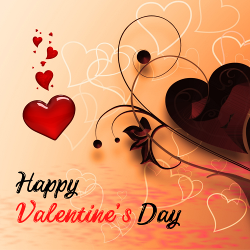 Happy valentine's day, Different heart on wish card.