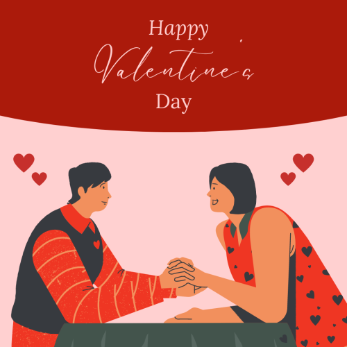 Couple holding each other hand, Happy valentine's day.