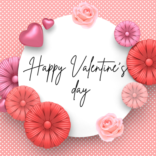 Heart and flower around the circle, Happy valentine's day.