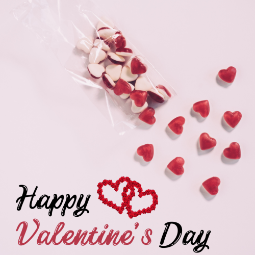 Lots of hearts in a packet, Happy valentine's day.