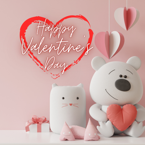 Two bears in the center, Happy valentine's day.