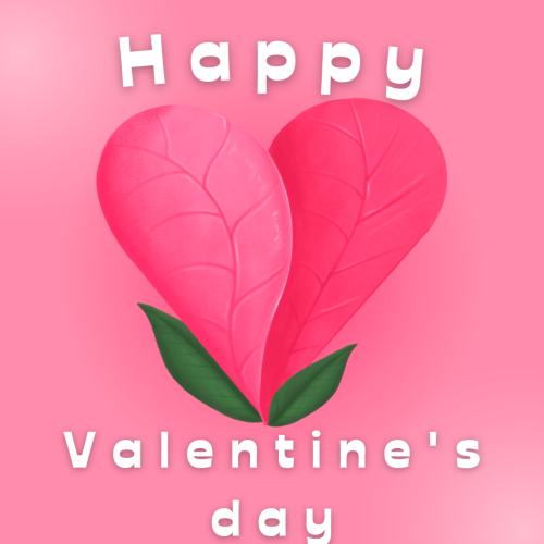 Pink and green leave, Happy valentine day.