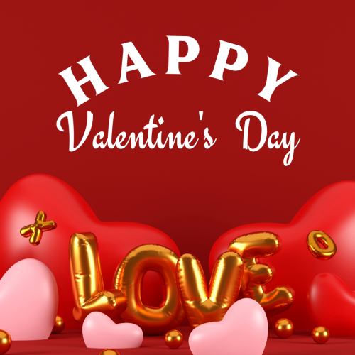 Red and pink heart on bottom, Happy valentine's day.