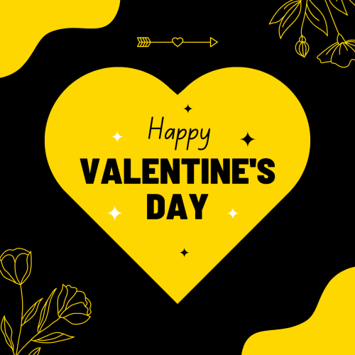 Happy valentines day, a hand on a pink background.