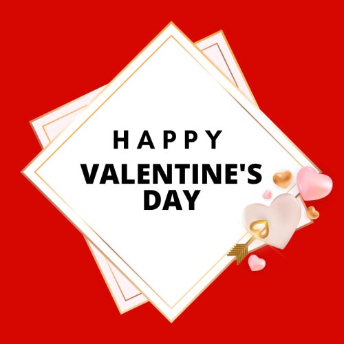 Red background and a paper on it, Happy valentines day.