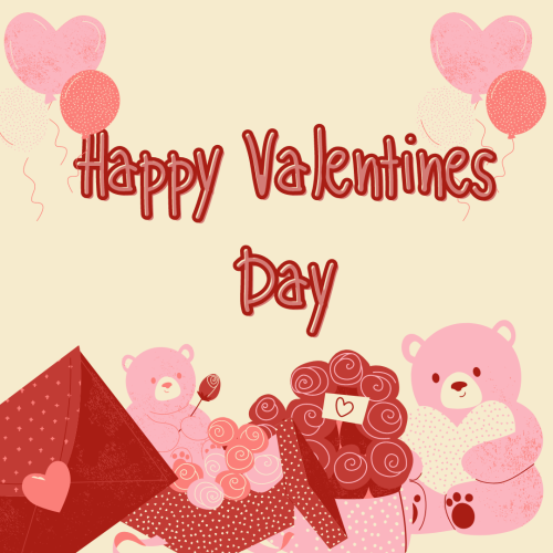 Happy valentines day, bears and letters.