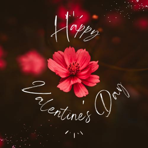 Happy-Valentines-Day-Card With Red Flowers