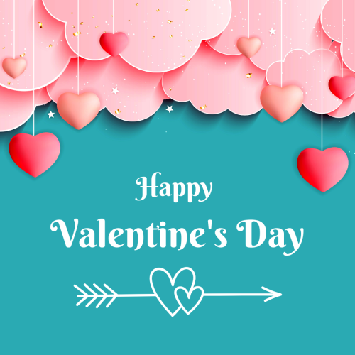 Heart hanging on top, Happy valentines day.