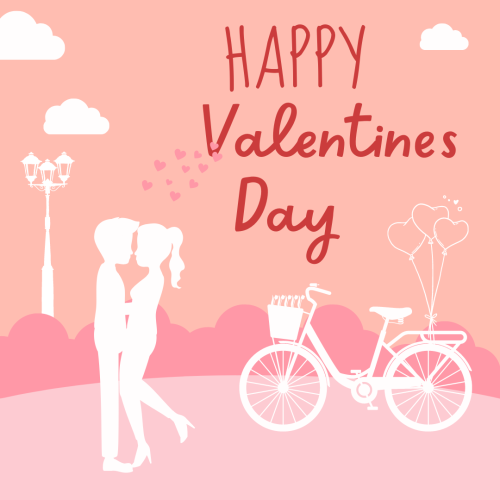 A couple dancing and a cycle, Happy valentines day.