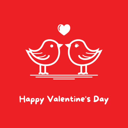 Two birds on a red background, Happy valentines day.