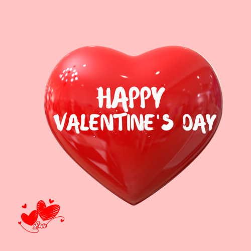A big red color heart in the center, Happy valentines day.