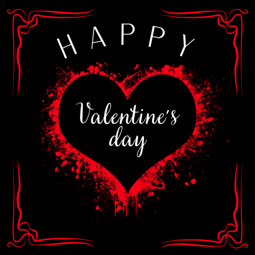 Black theme design wish card, Happy valentines day.