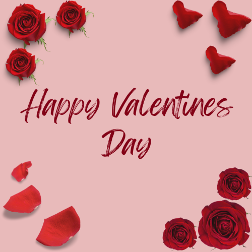 Rose flowers on a design, Happy valentines day.